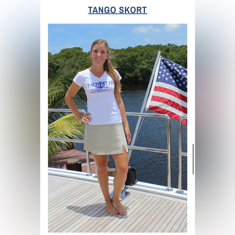National Marine Beige Tango Skort Side Slit Pull On Size 10